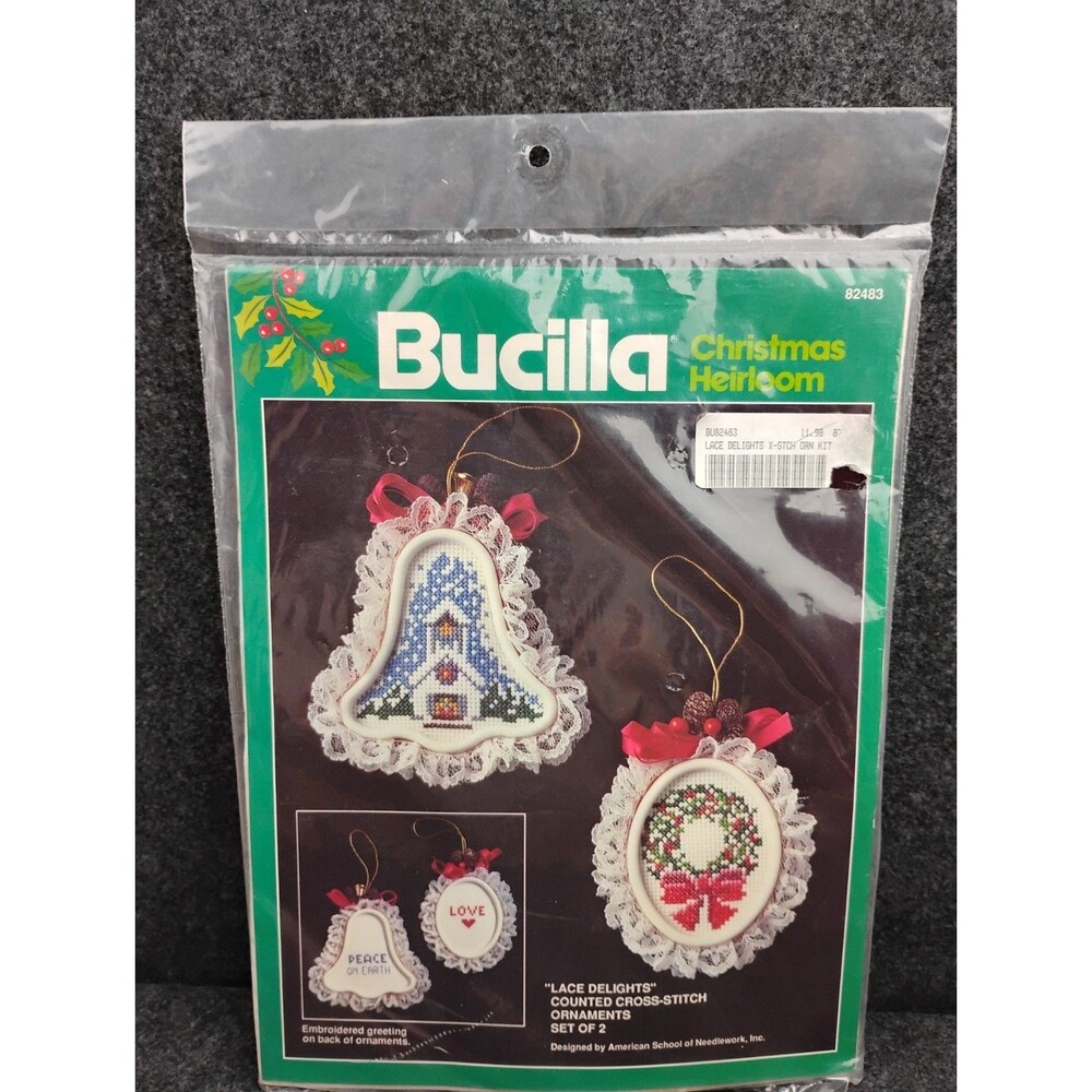 Bucilla Lace Delights Counted Cross Stitch Ornament Kit Set Christmas